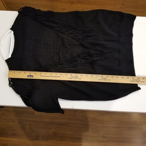 Chouyatou Sweater Women's XL Fringe Black Patterned Knit Pullover Crew Neck - Picture 5 of 7